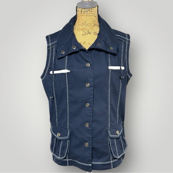 224 - Bellissima Navy Vest with White Stitching - Picture 1 of 12
